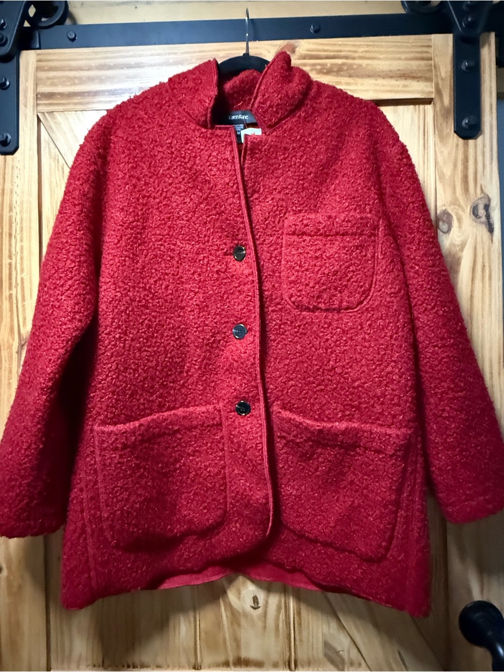 Karen Kane Red Teddy Bouclé Jacket